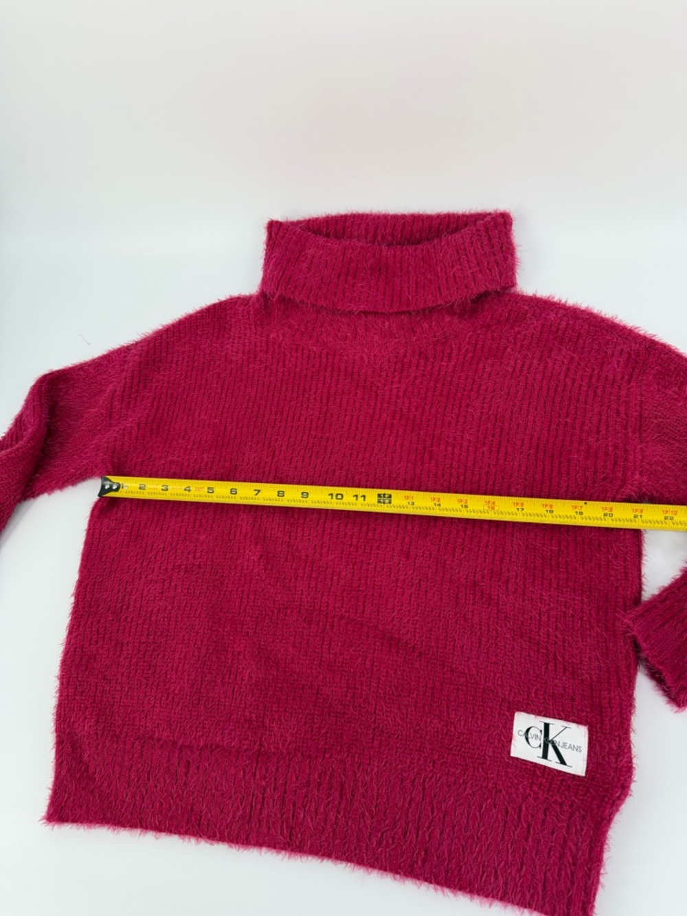 Calvin Klein Jeans Fuzzy Turtleneck Sweater Pink Women’s Size M and S Soft Knit - Picture 8 of 8